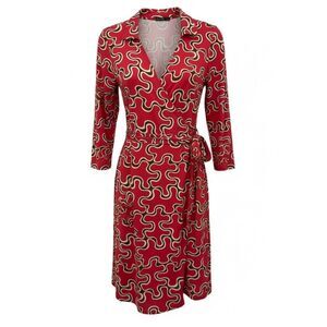 J. McLaughlin Lila Shirt Collar Wrap Dress Size Small Brown Pink Geometric